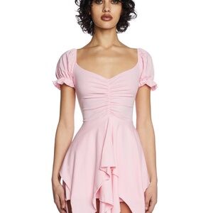 Dolls Kill Current Mood Chasing Rainbows Mini Dress Pink Asymmetrical Size Small